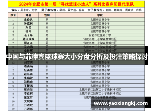 中国与菲律宾篮球赛大小分盘分析及投注策略探讨